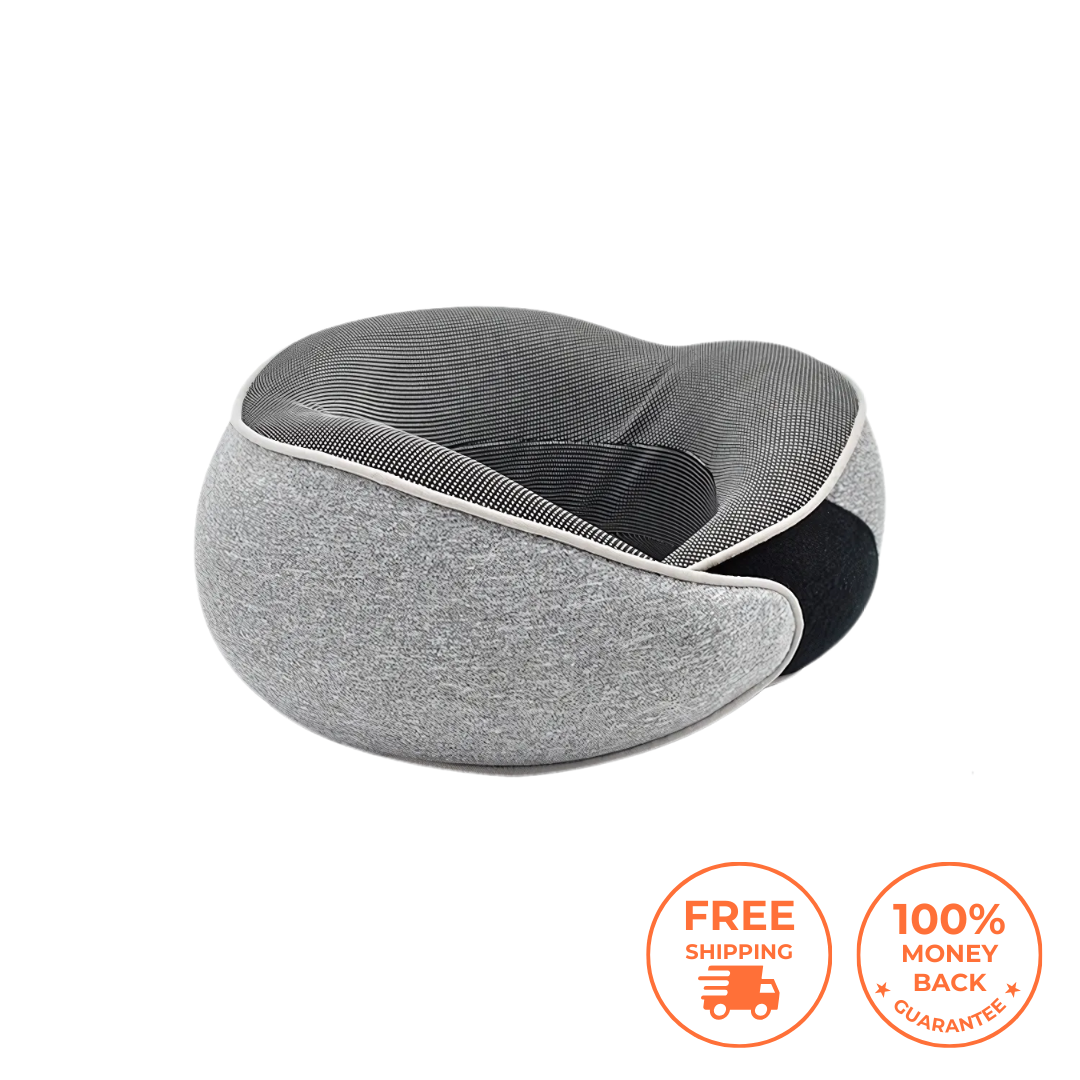 JetComforts ergonomic memory foam travel neck pillow front view
