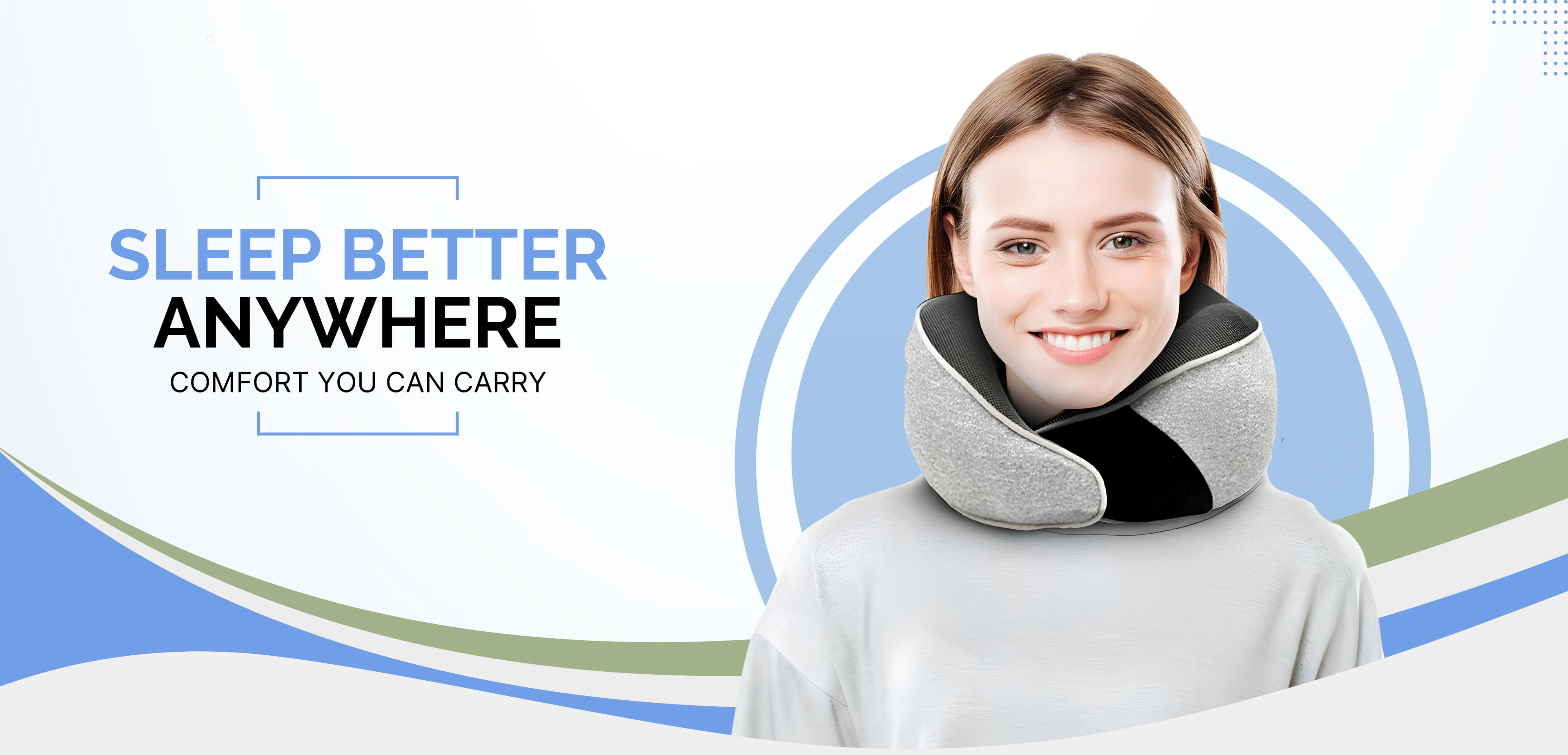 Woman comfortably resting with JetComforts memory foam travel neck pillow during flight
